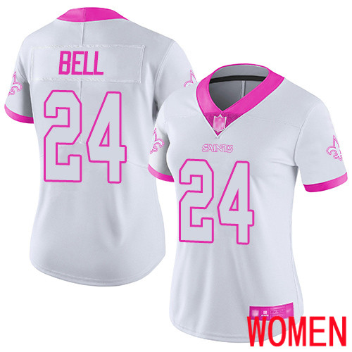 New Orleans Saints Limited White Pink Women Vonn Bell Jersey NFL Football #24 Rush Fashion Jersey->youth nfl jersey->Youth Jersey